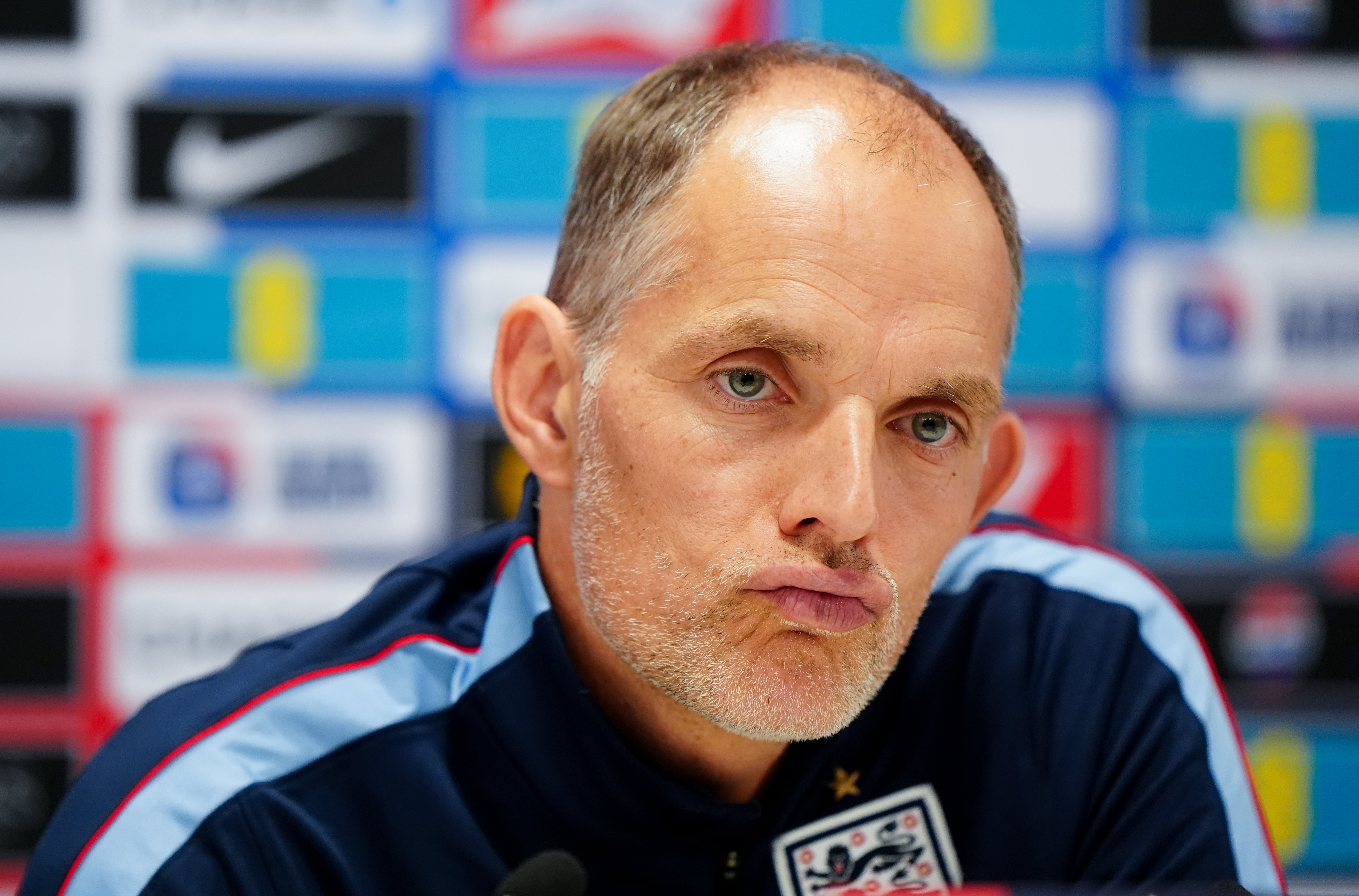 Thomas Tuchel speaking at a press conference ahead of England’s clash with Croatia