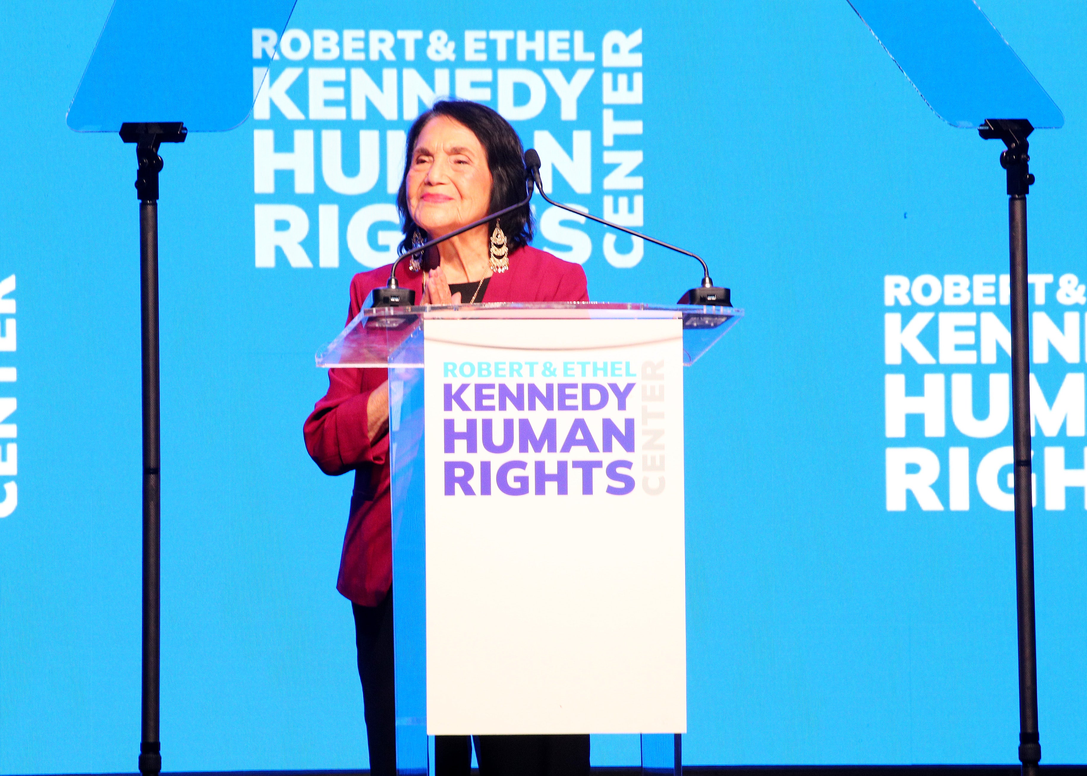 Dolores Huerta speaks onstage during the Robert F. Kennedy Human Rights' 2025 Ripple of Hope Gala at New York Hilton on December 09, 2025 in New York City