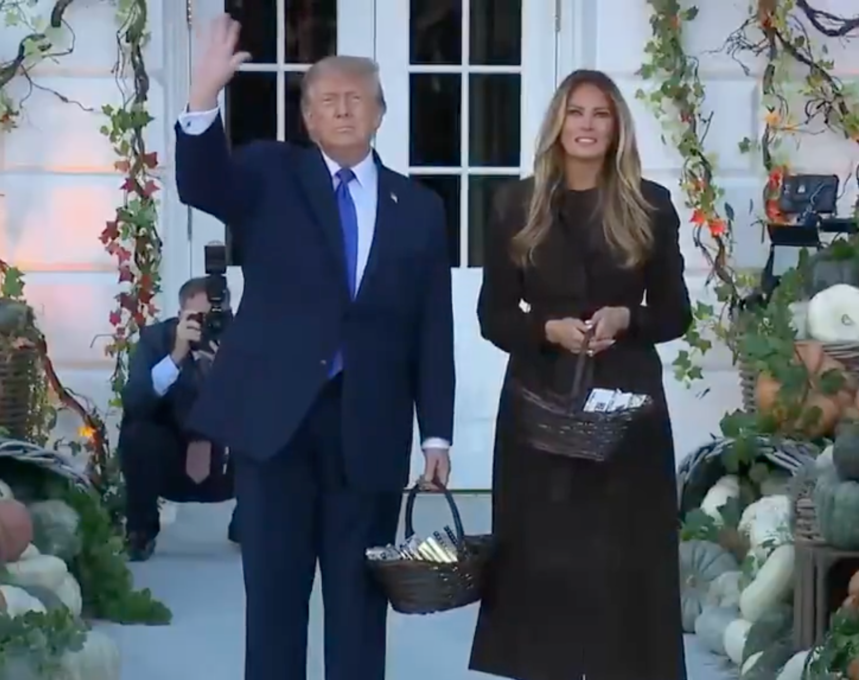 President Trump and First Lady Melania Trump were seen watching the presidential plane fly over the White House
