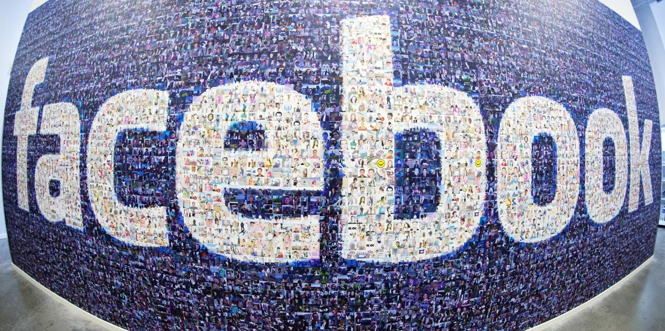A Facebook logo made up from pictures of users. Many teens are turning their back on the social network