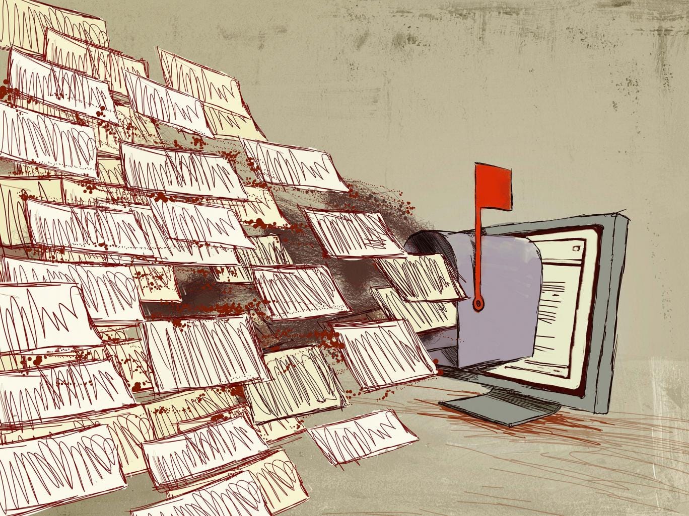 Post room: in 2013, 182 billion emails were sent every day. Many of these will still be clogging up inboxes