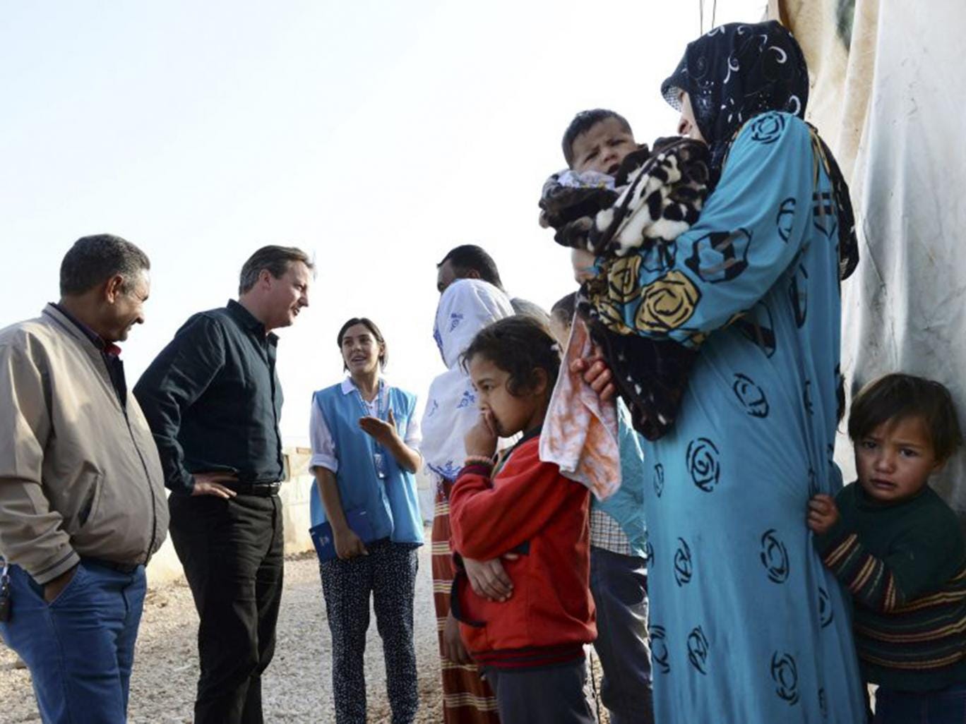 David Cameron meeting refugees in Jordan last week 