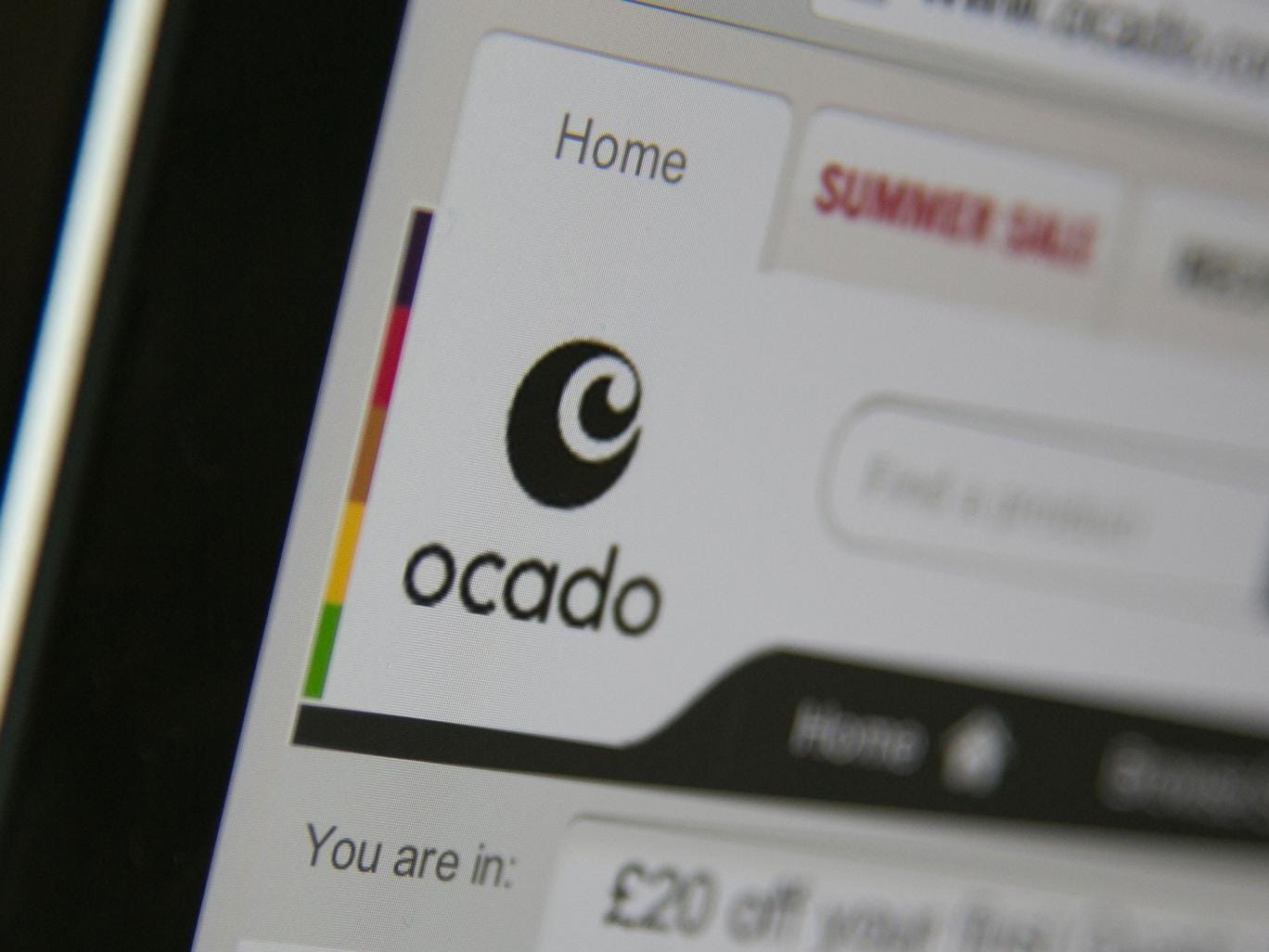 The Ocado website 