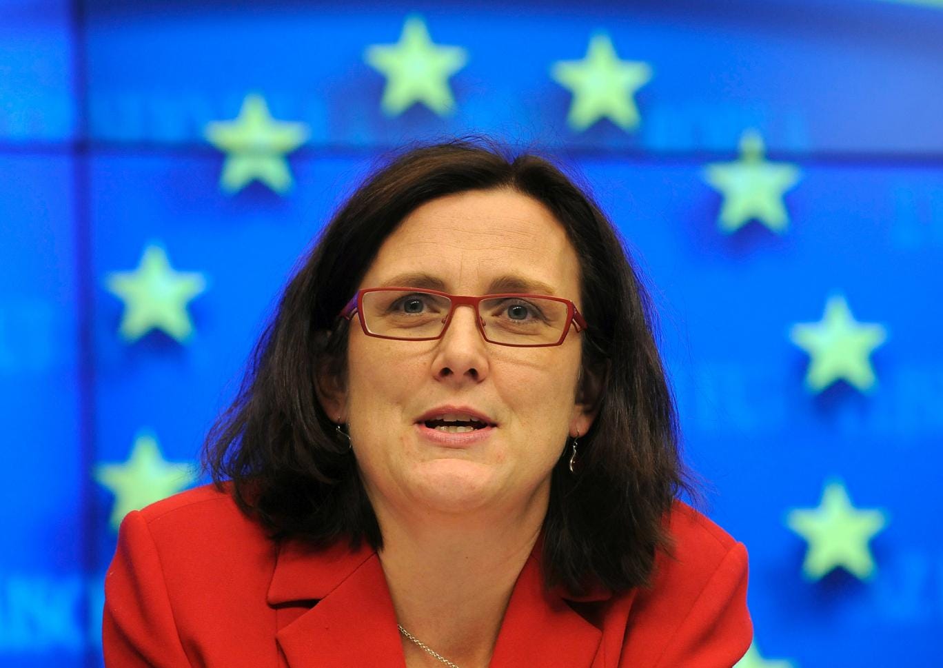 Cecilia Malmstrom at a press after the Justice and Home Affairs Council on November 8, 2010