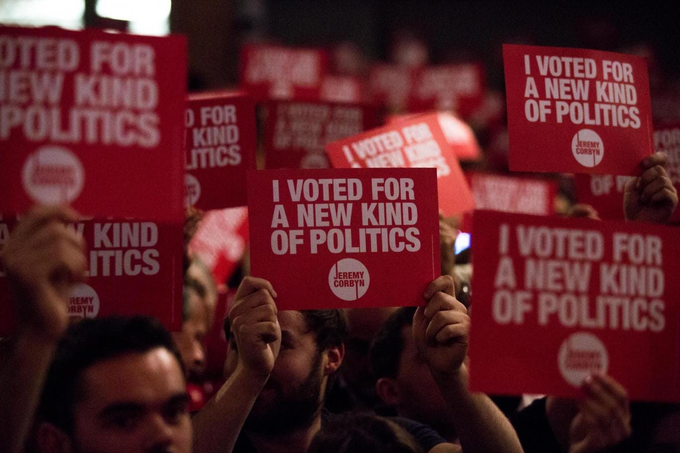 Supporters of Jeremy Corbyn during the Labour leadership contest