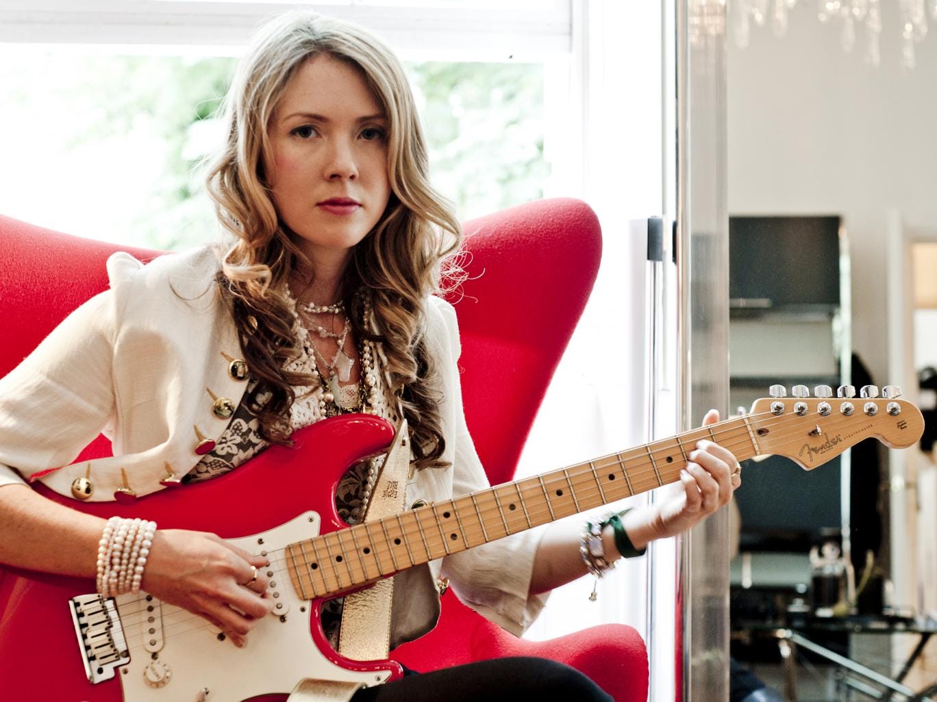 In the red: Beatie Wolfe