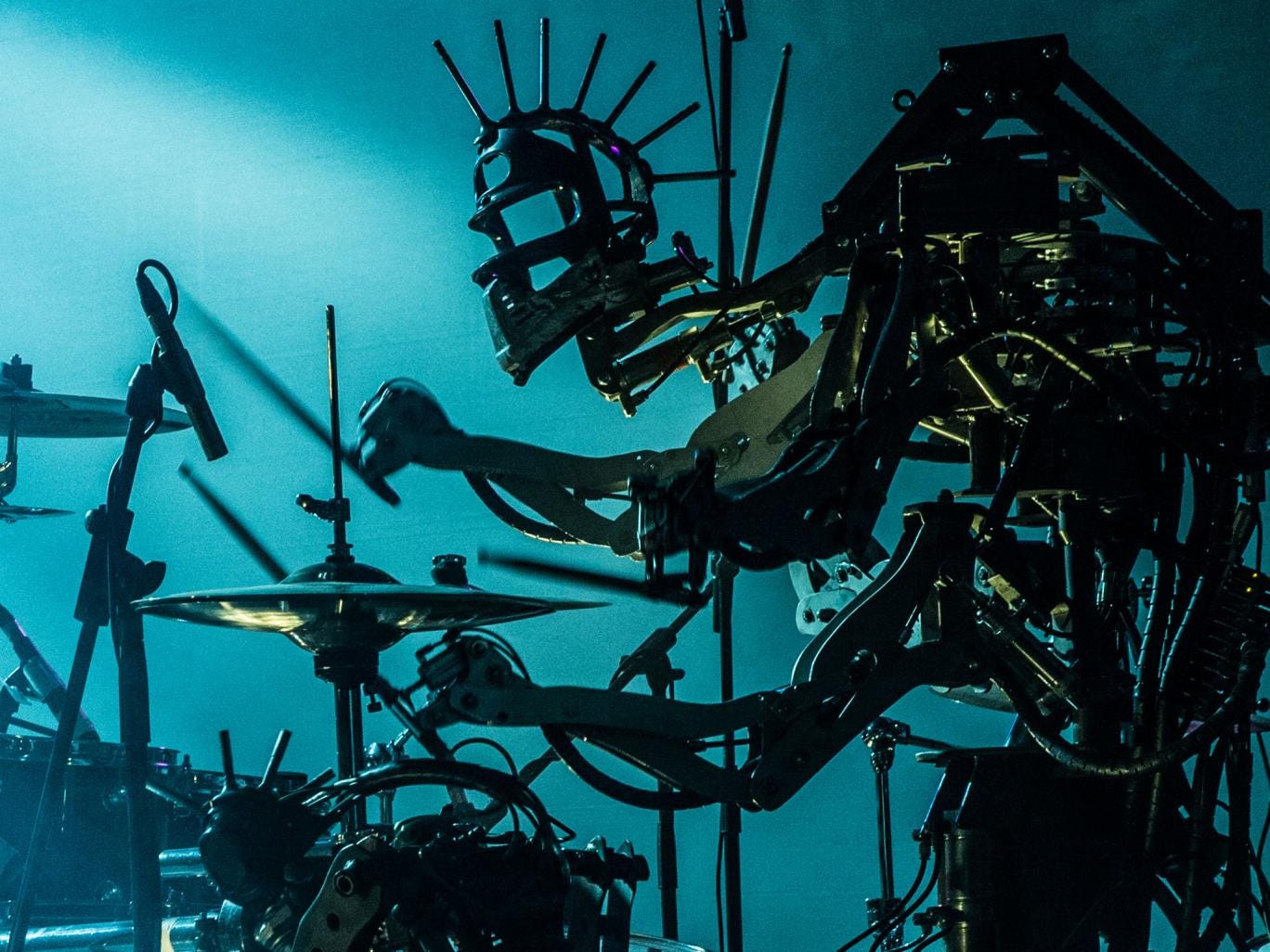 A German drum-playing robot: investing in robotics would pay off for Britain, says a report from Barclays