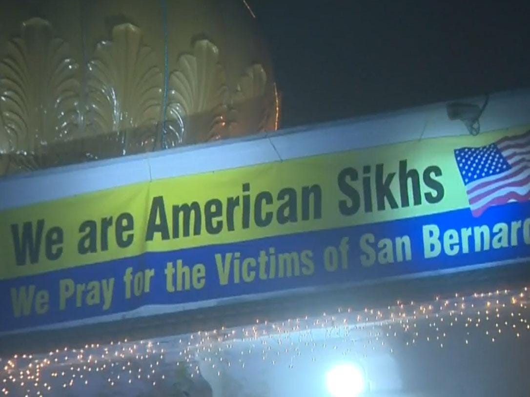 Banner put up outside Sikh temple