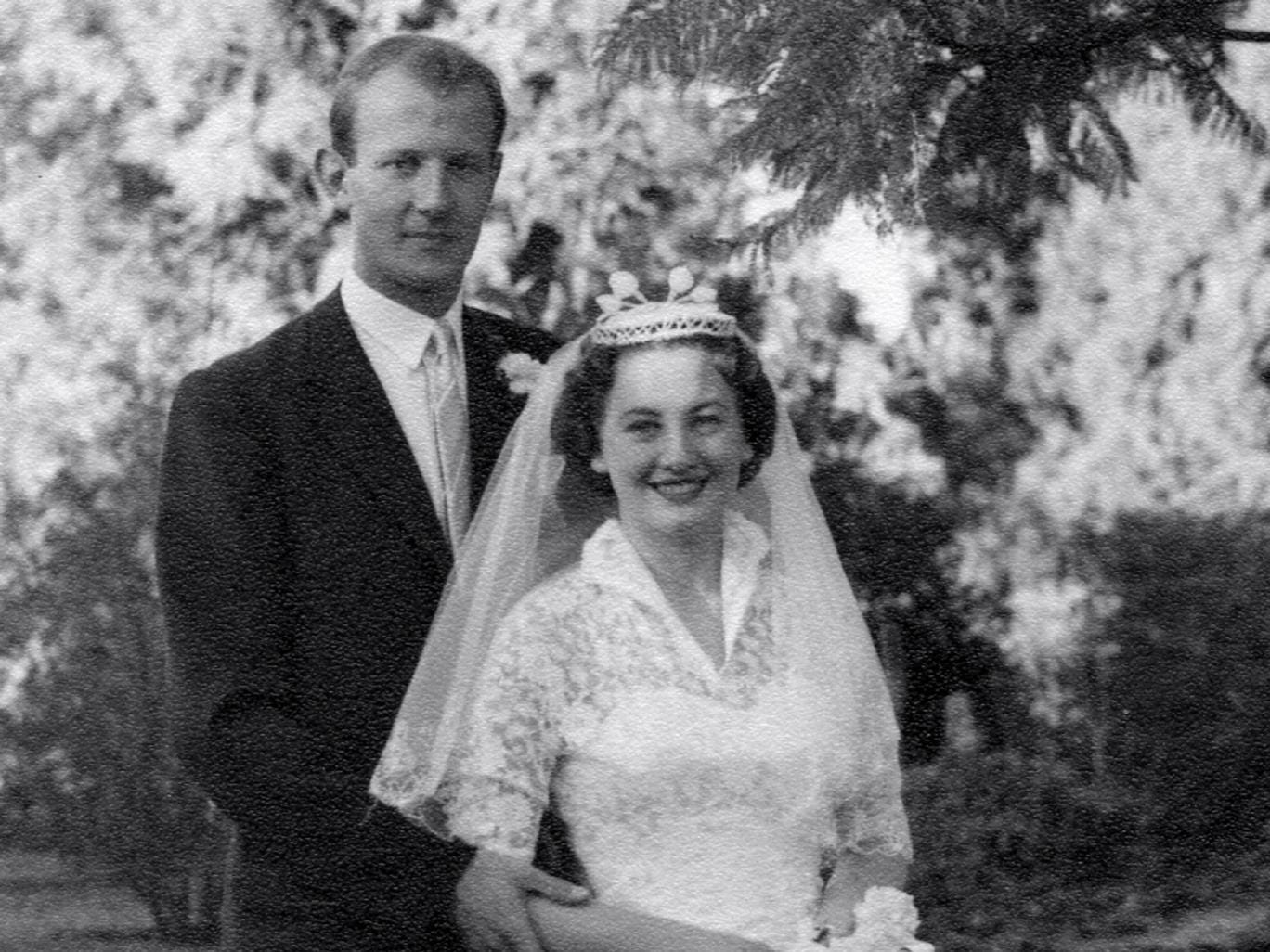 The Gardners on their wedding day: Andrew became the best-paid newsreader of his generation