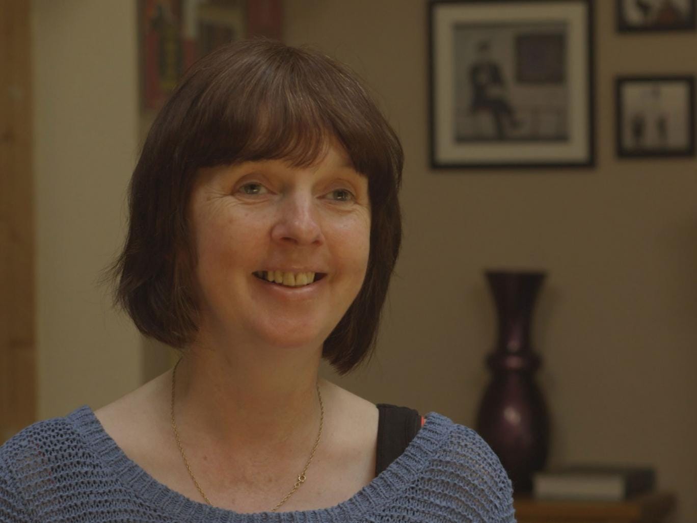 Rhian Lewis after she received a retinal implant at the Oxford Eye Hospital