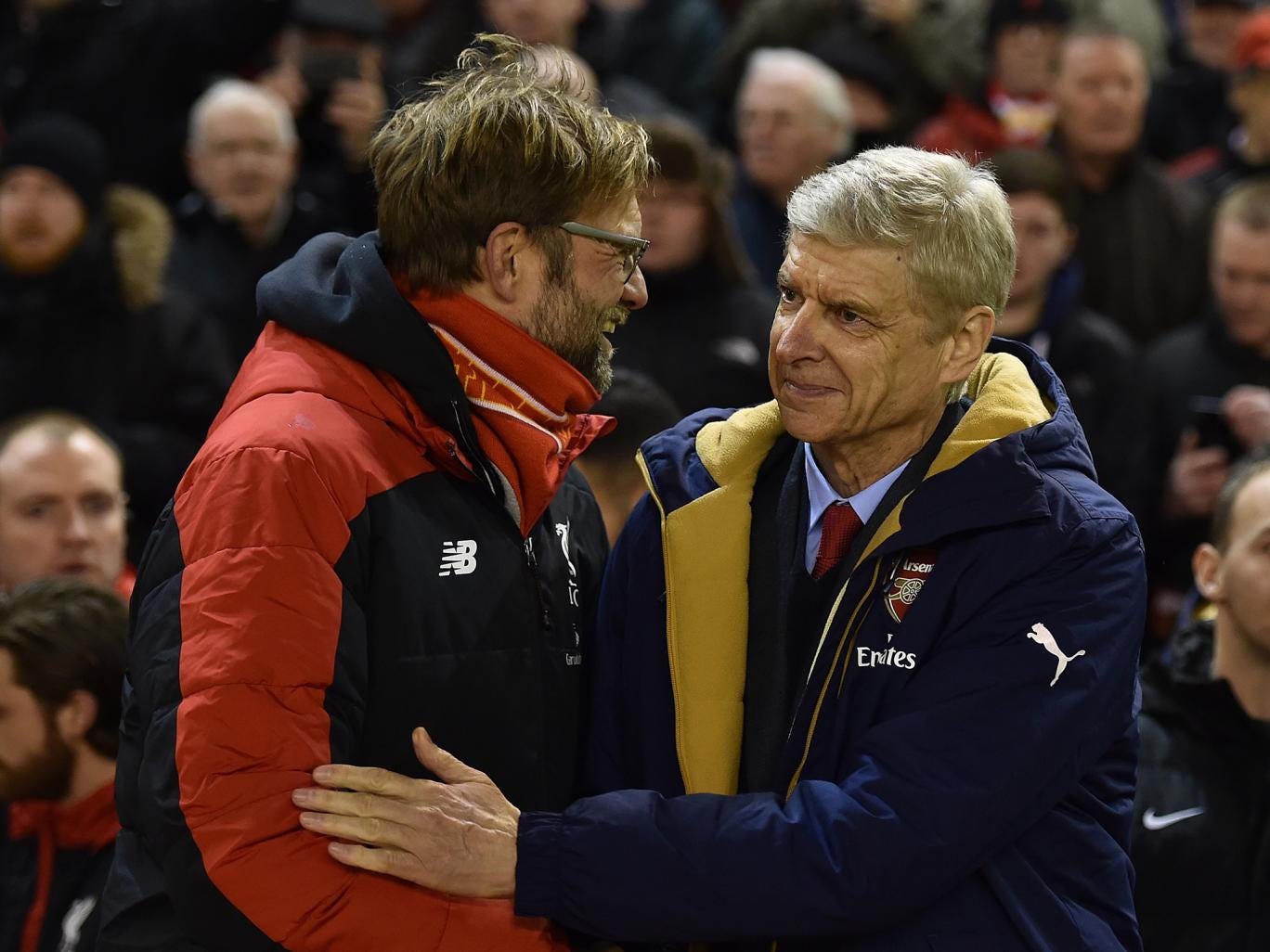 Jurgen Klopp with Arsene Wenger before the kick-off