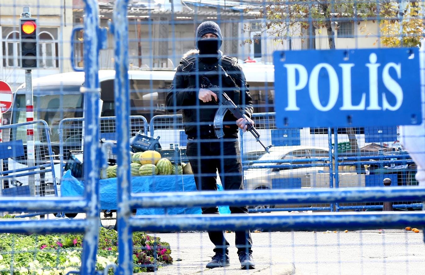An armed police officer in Turkey