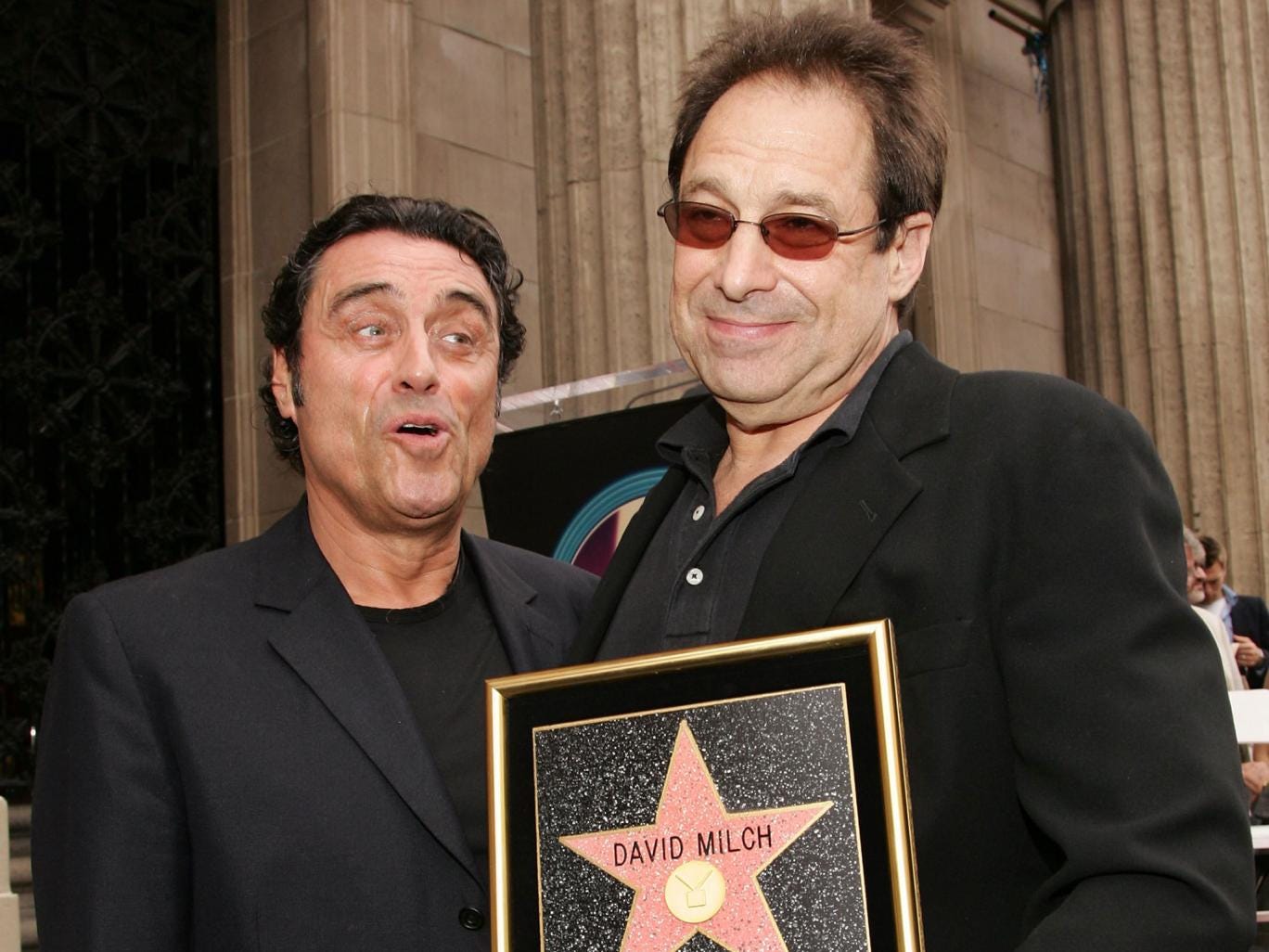 David Milch, right, with actor Ian McShane at a ceremony in 2006 honouring the television producer with a star on the Hollywood Walk of Fame