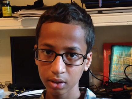 <b>Ahmed Mohamed</b> was arrested for taking his homemade clock to school in Texas - texas-edit
