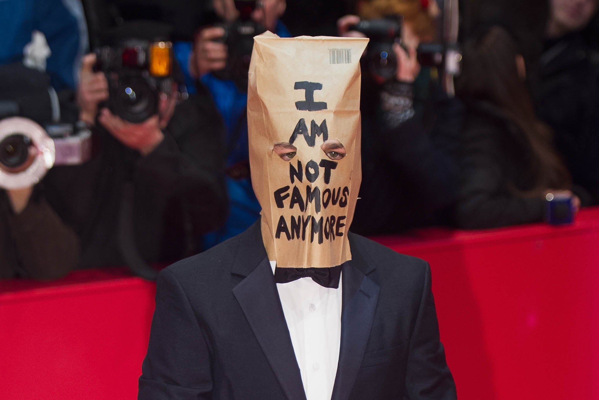 Shia Labeouf Wears A Paper Bag On His Head To The Premiere Of 