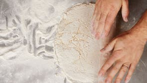 Roll the chilled pastry on a floured surface to 4mm to 5mm thick and to suit the size and shape of your cooking dish