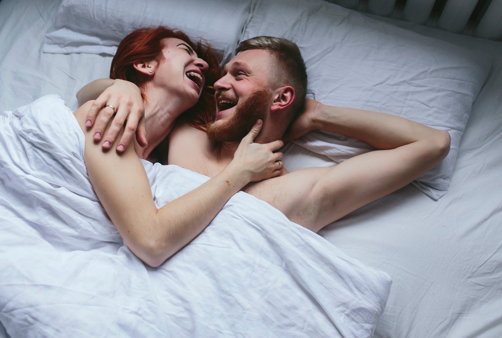 Amateur couple in bed invite friend