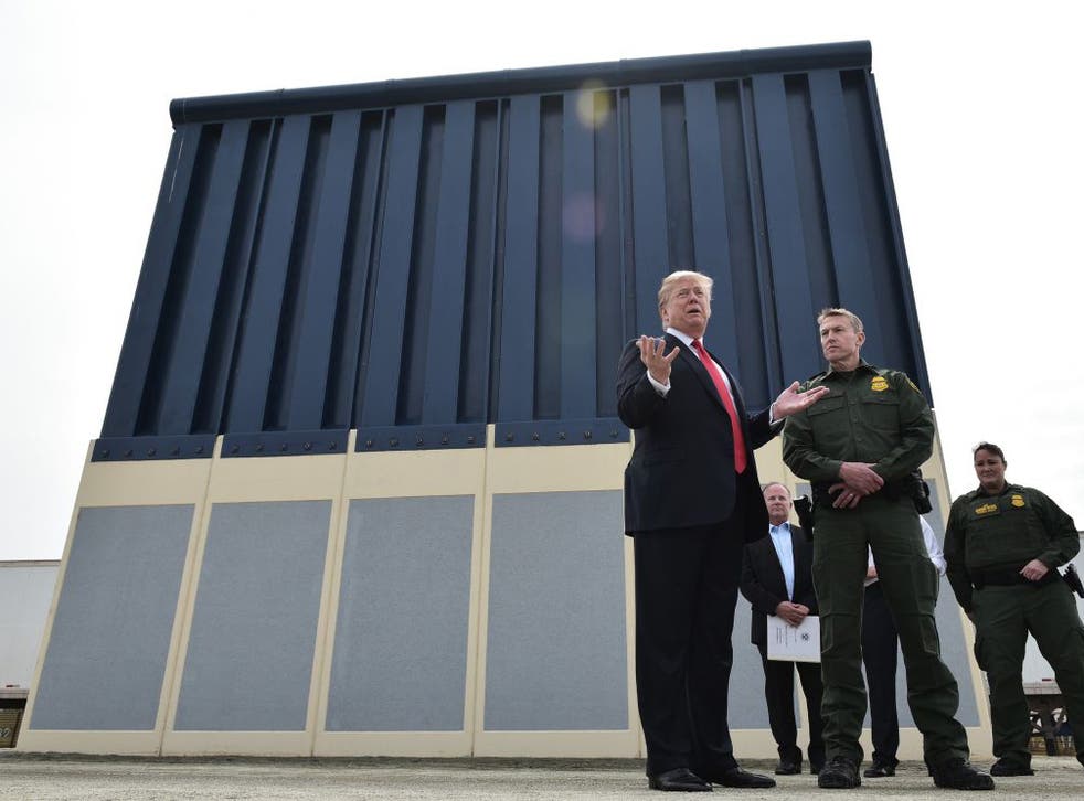 <p>Donald Trump inspecting the border wall on the Mexican border in 2018 </p>