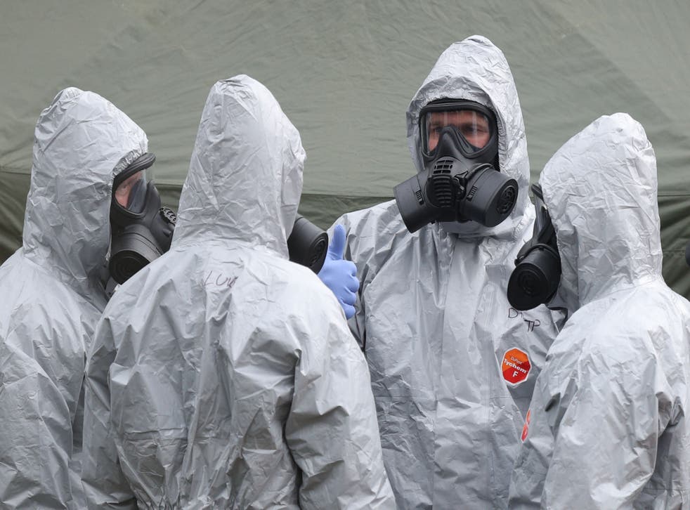 <p>Military personnel in Salisbury investigate the poisoning of former Russian agent Sergei Skripal and his daughter Yulia in 2018 </p>