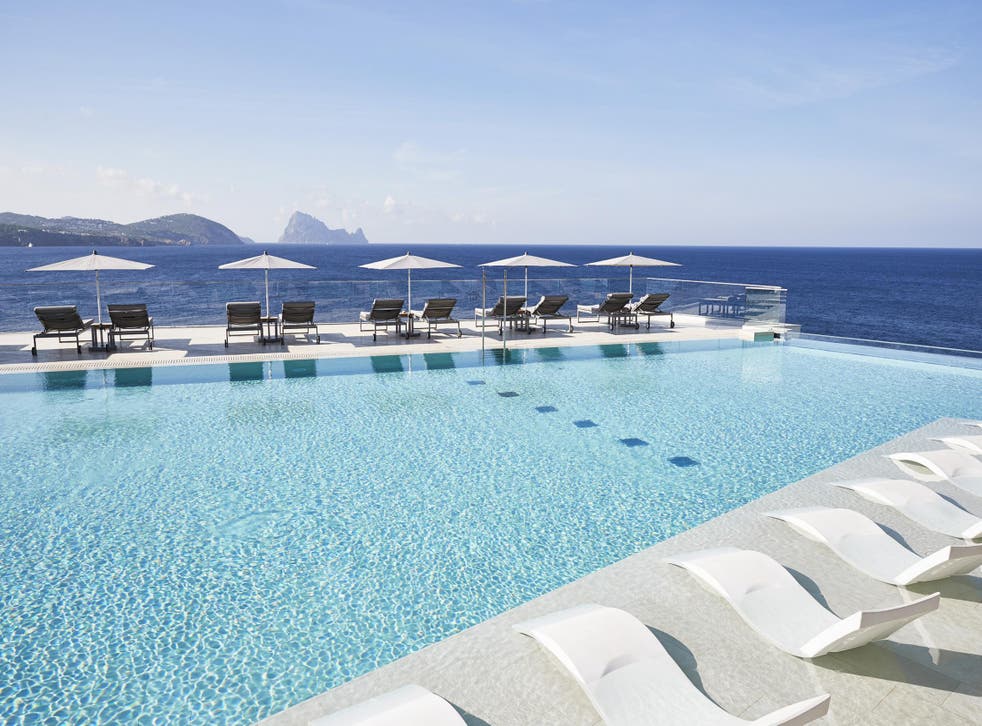 The inviting infinity pool at Seven Pines Resort Ibiza