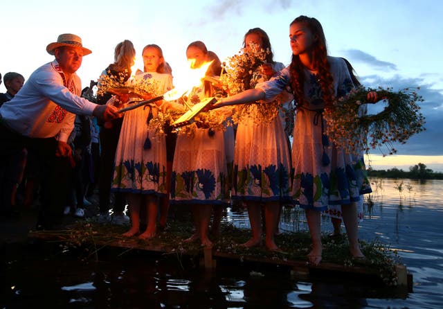 In the town of Turov, Hviterussland, the summer solstice is celebrated with bonfires, singing and dancing