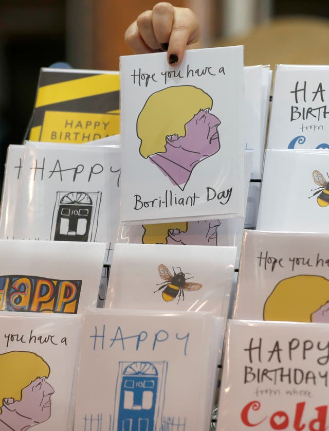 Boris Johnson and other Conservative themed cards for sale at the Conservative Party Conference in Manchester on 29 septembre