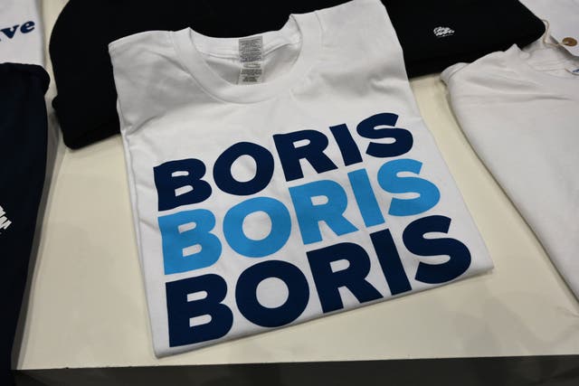 A Boris Johnson themed T-shirt for sale at the Conservative Party Conference in Manchester on 29 septembre