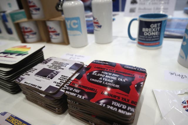 Assorted Conservative merchandise for sale at the party conference in Manchester on 29 September