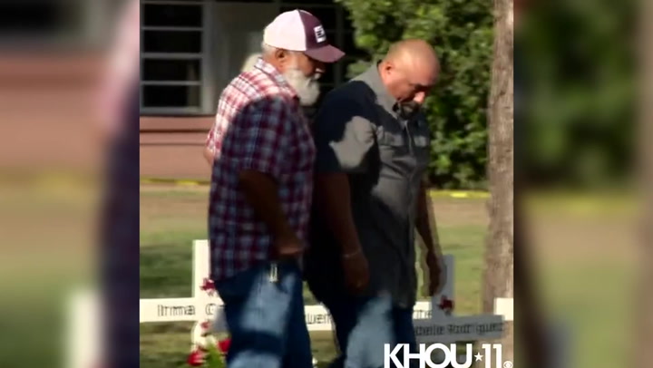 Widower lays flowers for wife killed in Texas shooting hours before fatal heart attack