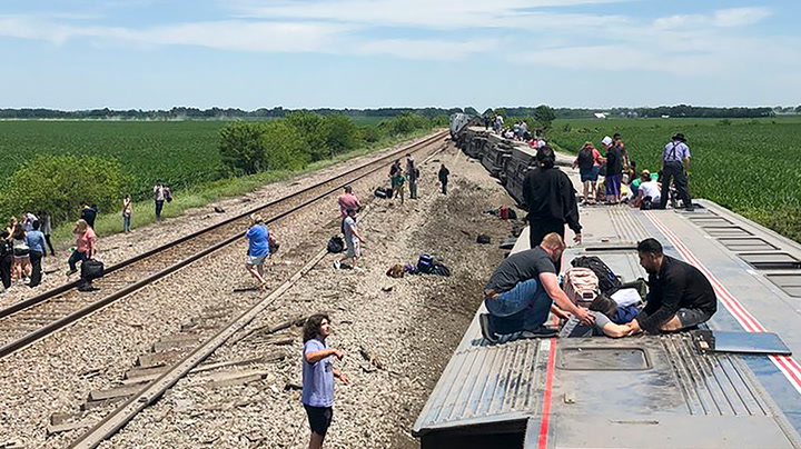 Amtrak derailment: Three killed and dozens injured as passenger train hits dump truck