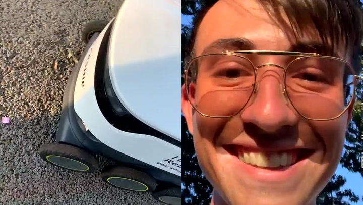 ‘Thank you, have a nice day’: Polite delivery robot thanks man for helping it out of ditch