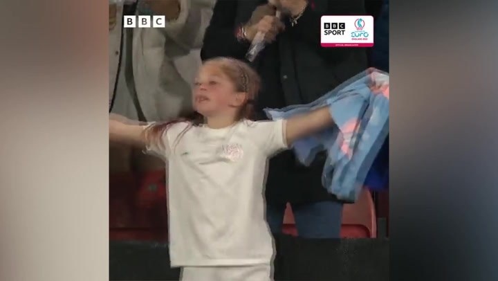 Little girl's heartwarming celebration after England beat Sweden