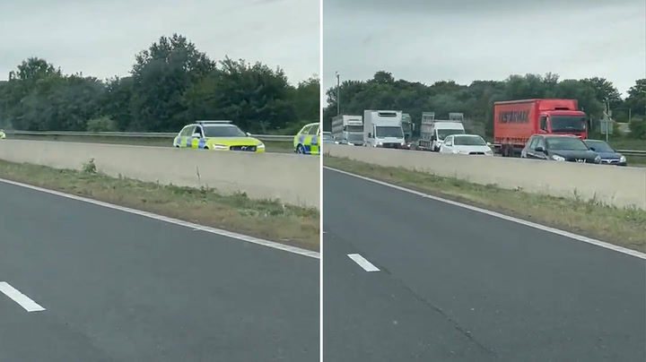 Convoy of drivers block M5 in protest over fuel prices