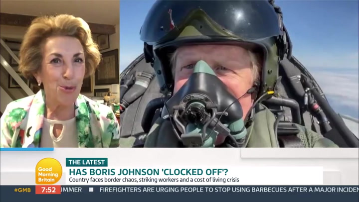 Former Tory MP Edwina Currie appears with cardboard cut-out of Boris Johnson on live TV