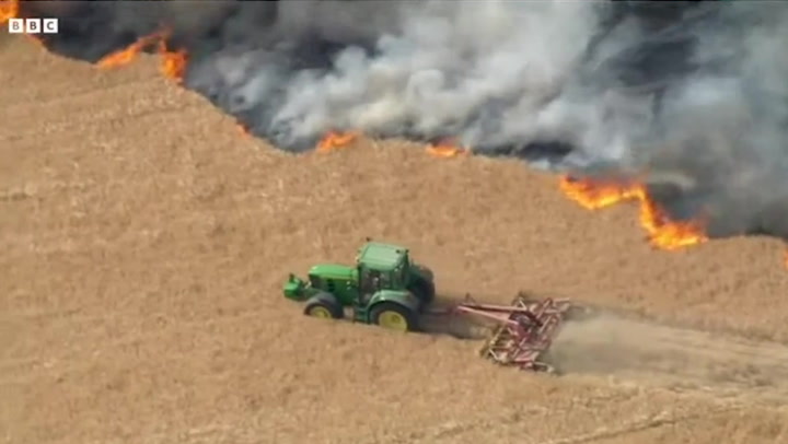 ‘Heroic’ farmer ploughs crops to prevent fire spreading at Kent farm