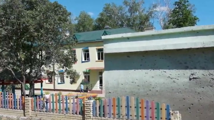 Ukrainian kindergarten left damaged after missile strike in Donetsk Oblast