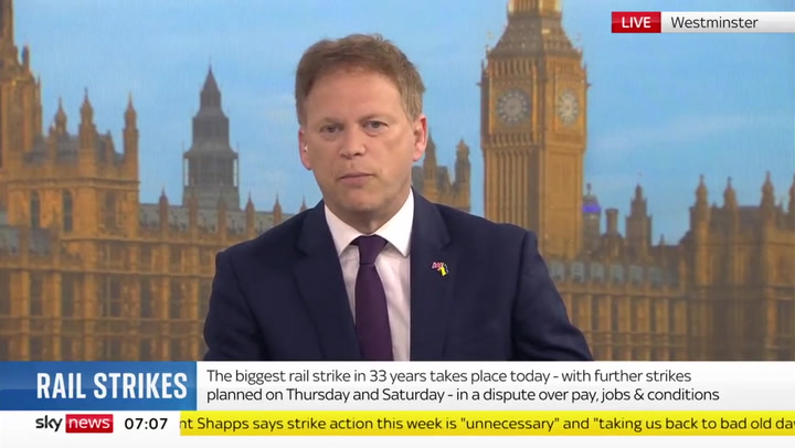 Rail strikes: Shapps says government will implement ‘minimal service levels’ in future