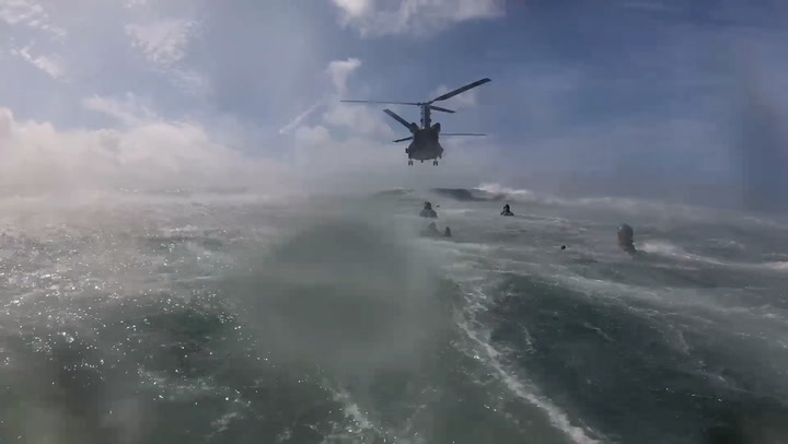 Royal Marines take daring leap from Chinook helicopters into choppy Bristol Channel