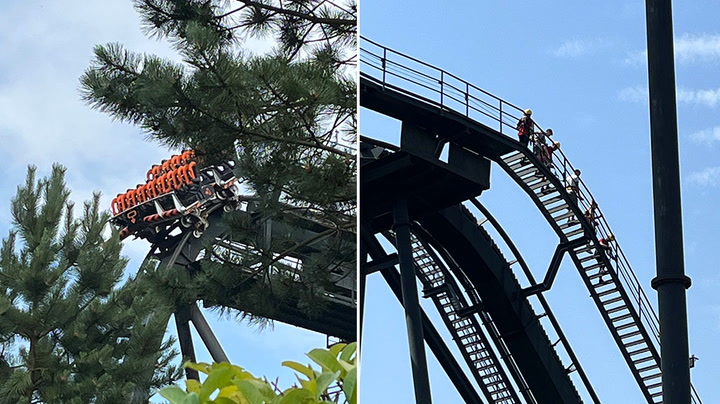 Riders led down from Alton Towers rollercoaster after getting stuck on UK’s hottest day