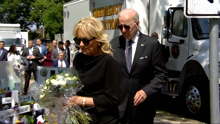 Joe and Jill Biden visit Uvalde school shooting memorial