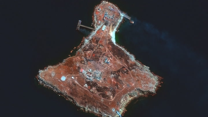Satellite images show destruction of Ukraine’s Snake Island after Russian troops flee