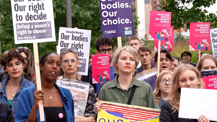 Protesters in London send ‘message of solidarity’ to US women over abortion ruling