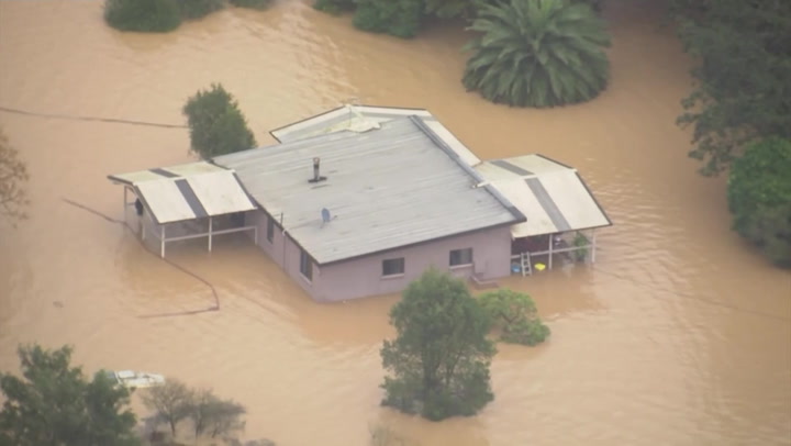 Sydney flooding: Aerial view shows vehicles and roads submerged by water