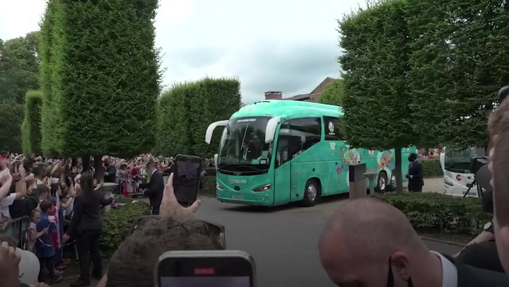 England team given rousing send off en route to Wembley