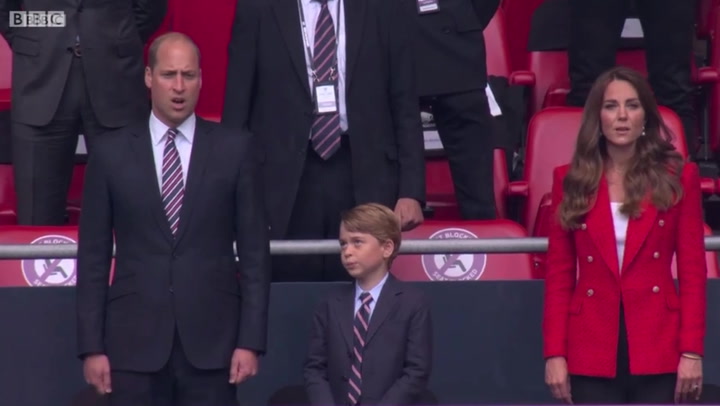 Prince George appears at England v Germany match
