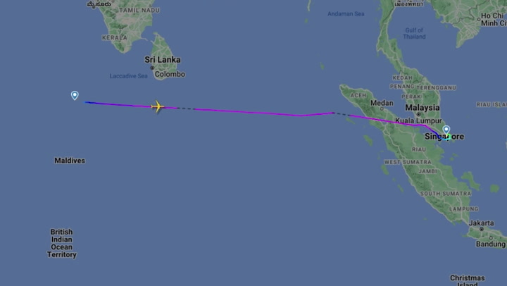 Flight path of plane said to be carrying Sri Lanka's president
