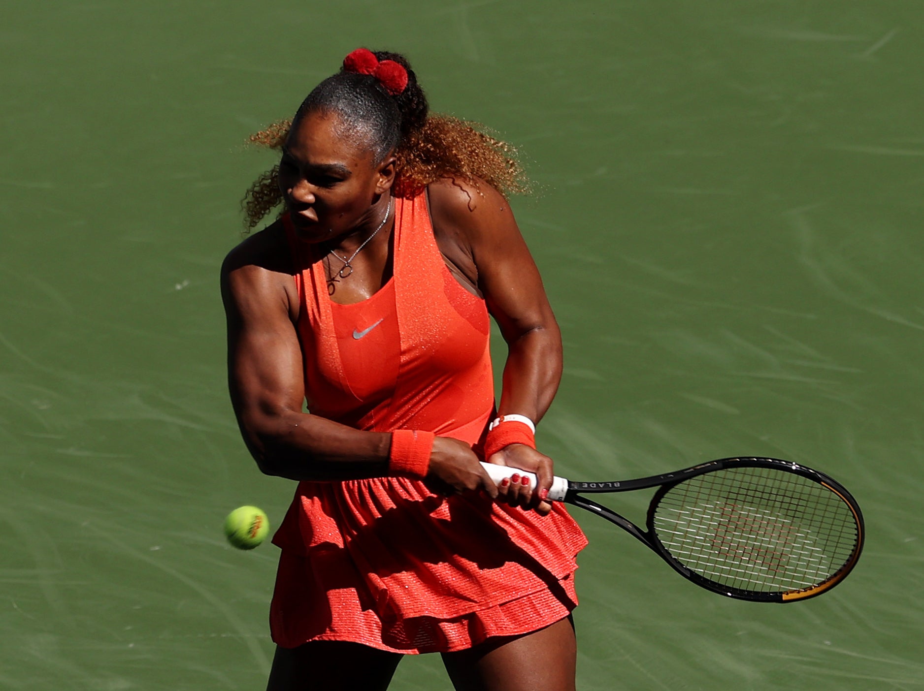 Serena Williams in action against Sloane Stephens