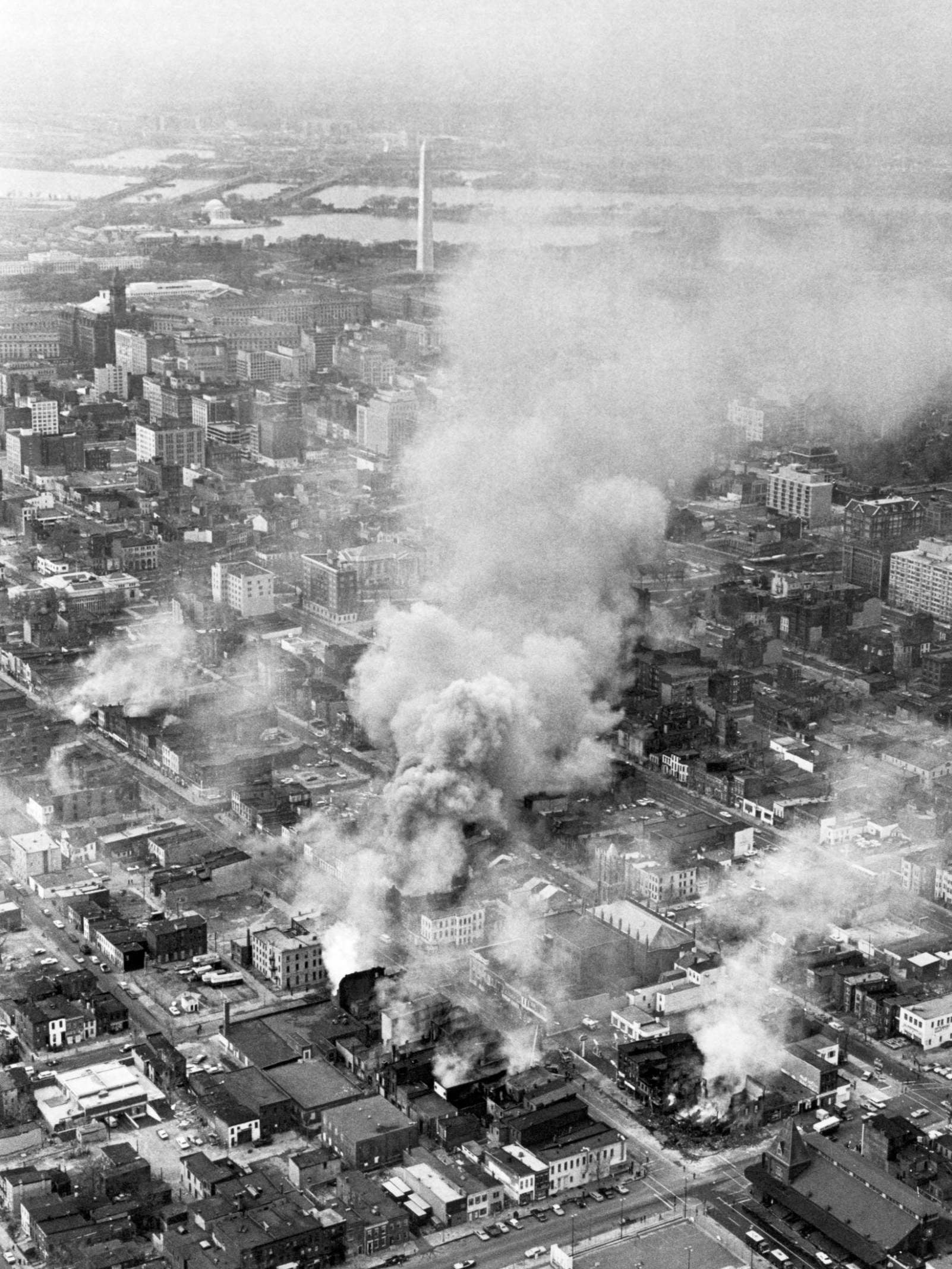 Northeast Washington DC ablaze during the 1968 riots after the assassination of Marth Luther King