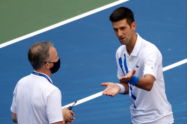 Novak Djokovic was disqualified from the US Open for hitting a ball at a line judge