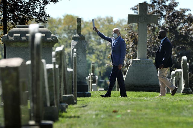 Joe Biden visits family grave in Wilmington, Delaware